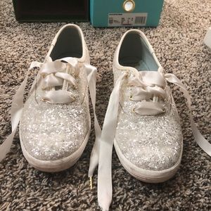 Kate spade glitter cream sneakers